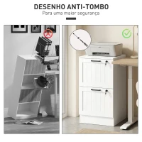 HOMCOM Arquivador para Escritório com 2 Gavetas para Escritório com Fechaduras Gavetas Suspensas para A4 40x40x71 cm Branco(m-7)