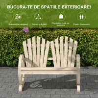 Outsunny Bancă de Grădină cu 2 Locuri, Cotiere în Formă de Roată, Bancă de Exterior din Lemn de Brad, pentru Terasă, Patio și Curte, 108x66x95 cm, Culoare Lemn(m-6)