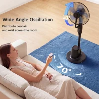 HOMCOM Stojący wentylator z mgiełką, oscylacja 70°, 3 prędkości, 3 tryby, zbiornik 3,5 l, czarny(m-6)