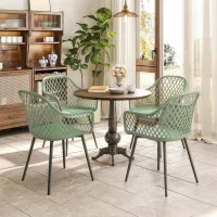 Outsunny Set di 4 Sedie da Giardino, con Schienale Diamantato, Braccioli, Verde(m-9)