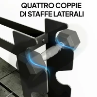 SPORTNOW Rastrelliera Porta Manubri a 4 Livelli in Acciaio, Capacità 200 Kg, 70x21x55 cm, Nero(m-6)