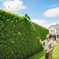 Outsunny 2.6m Corded Extendable Hedge Trimmer with 90° Adjustable Head, 450W Telescopic Electric Hedge Cutter Long Reach(m-9)