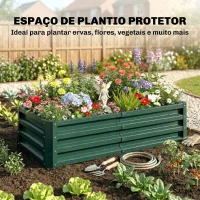 Outsunny Caixa de Plantio de Aço Galvanizado para Cultivar Plantas Flores Floreira Exterior Retangular com Fundo Aberto 120x60x30,5 cm Verde(m-7)