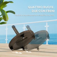 Outsunny Base per Ombrellone in Resina da 21 kg Rotonda con Ruote e Freni, Bronzo(m-6)