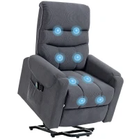 HOMCOM Sillón Levanta Personas con 8 Punto de Masaje Reposapiés Mando a Distancia y Bolsillo Lateral 83x92x110 cm Gris(m-10)
