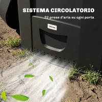 Outsunny Compostiera da Giardino 240L Triangolare Girevole con 66 Prese d'Aria e 3 Porte, in PP, 78x75x78 cm, Nero(m-8)