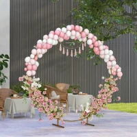 Outsunny Arco da Giardino in Acciaio, Archetto Nuziale Rotondo per Palloncini e Piante Rampicanti per Cerimonie, Compleanni ed Eventi, 222x60x224 cm, Oro(m-7)