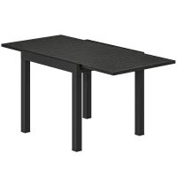 Outsunny Tavolo da Giardino Allungabile per 4-6 Persone con Piano a Doghe, in Alluminio, 80/160x80x75 cm, Nero(m-10)