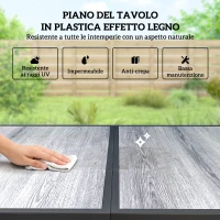 Outsunny Set Tavolo e Sedie da Giardino 7pz con 6 Sedie Traspiranti in Texteline e Tavolino da Caffè Effetto Legno, Nero(m-4)
