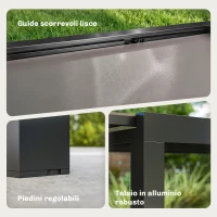 Outsunny Tavolo da Giardino Allungabile per 8-10 Persone con Piano in Vetro Temperato, in Alluminio, 140/240x90 cm, Nero(m-6)