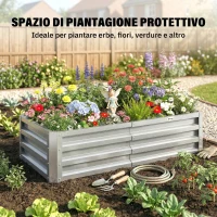 Outsunny Letto per Orto Rialzato a Fondo Aperto con Rivestimento in Acciaio Zincato, 120x60x30.5 cm, Argento(m-6)