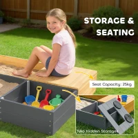 AIYAPLAY Piaskownica 2-częściowa 150x90 cm drewniana z siedziskiem, schowkiem, płytą grzewczą, wyjmowanym zlewozmywakiem i koralikami abakusa, żółta(m-6)