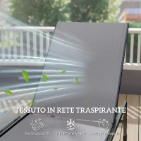 Outsunny Set 2 Lettini Prendisole Regolabili in 5 Posizioni con Tavolino Laterale e 2 Ruote, in Metallo e Poliestere, Grigio(m-6)