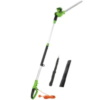 Outsunny 2.6m Corded Extendable Hedge Trimmer with 90° Adjustable Head, 450W Telescopic Electric Hedge Cutter Long Reach(m-10)