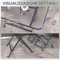 Outsunny Set Tavolo e Sedie da Giardino 5pz con 4 Sedie Pieghevoli in Texteline Traspirante, Grigio(m-7)