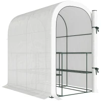 Outsunny Serra da Giardino con Scaffali a 2 Livelli e Porta Avvolgibile, in Acciaio e PE, 123x187x189 cm, Bianco(m-1)