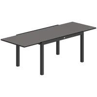 Outsunny Tavolo da Giardino Allungabile per 8-10 Persone con Piano in Vetro Temperato, in Alluminio, 140/240x90 cm, Nero(m-1)