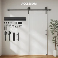 HOMCOM Porta Scorrevole Porta da Interno Stile Industriale, 81.3x213.4cm, Legno(m-7)