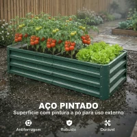 Outsunny Caixa de Plantio de Aço Galvanizado para Cultivar Plantas Flores Floreira Exterior Retangular com Fundo Aberto 120x60x30,5 cm Verde(m-5)