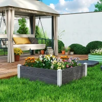 Outsunny Letto da Giardino in Vinile con Fondo Aperto e Design a Incastro, 102x102x33 cm, Grigio Scuro(m-2)