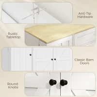 HOMCOM Buffet, commode de cuisine style campagne avec portes coulissantes, 1 tiroir, 2 étagères réglables, étagères de porte(m-4)