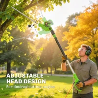 Outsunny 2.6m Corded Extendable Hedge Trimmer with 90° Adjustable Head, 450W Telescopic Electric Hedge Cutter Long Reach(m-5)
