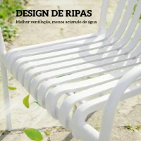Outsunny Conjunto de 4 Cadeiras de Jardim Exterior Empilháveis de PP com Encosto Curvado Assento com Ripas 55x58,5x81,5 cm Branco(m-6)