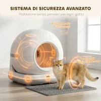 PawHut Lettiera Autopulente con Telecamera HD, Contenitore da 7L e Sensori, in PP e ABS, 58.1x47.5x53 cm, Bianco e Grigio(m-6)
