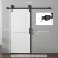 HOMCOM Porta Scorrevole Porta da Interno Stile Industriale, 81.3x213.4cm, Legno(m-4)