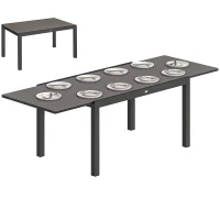 Outsunny Tavolo da Giardino Allungabile per 8-10 Persone con Piano in Vetro Temperato, in Alluminio, 140/240x90 cm, Nero(m-11)