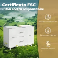 HOMCOM Mobile Sottolavabo Moderno con 2 Cassetti e Divisori per Lavabo Senza Piedistallo, 80x30x60 cm, Bianco(m-7)