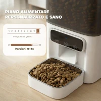 PawHut Distributore Automatico di Cibo per Gatti 4.5L con APP e Registratore Vocale(m-4)