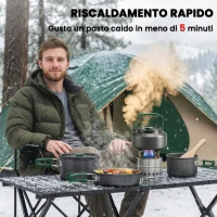 Outsunny Set di Pentole Campeggio 4-5 Persone, Cucina Campeggio Alluminio, Grigio(m-7)