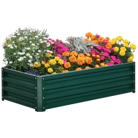 Outsunny Caixa de Plantio de Aço Galvanizado para Cultivar Plantas Flores Floreira Exterior Retangular com Fundo Aberto 120x60x30,5 cm Verde(m-10)