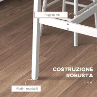 HOMCOM Set Tavolo Alto e 2 Sgabelli da Bar con Poggiapiedi Stile Industriale, Bianco e Rovere(m-6)