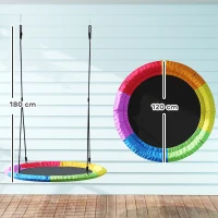 AIYAPLAY Altalena Nido per Bambini 3-8 Anni con Corde e Cinghie, in PE e Tessuto Oxford, 120x120x180 cm, Multicolore(m-3)