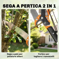 Outsunny Seghetto Manuale 2-in-1 con Asta Telescopica in Alluminio da 2-3 m, Sega da Potatura e Cesoie con Blocco di Sicurezza(m-5)