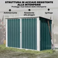 Outsunny Capanno Esterno Acciaio per Bidoni Spazzatura con Doppia Porta(m-7)