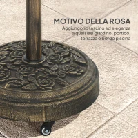Outsunny Base per Ombrellone Rotonda in Resina da 21 kg con Ruote e Freni, Bronzo(m-7)