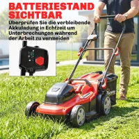 Outsunny Elektro Rasenmäher 800 W mit 40 cm Schnittbreite 45L Fangkorb Akkuanzeige Überlastschutz 7 Schnitthöhen(m-5)