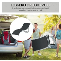 Outsunny Set 2 Sdraio da Giardino Pieghevoli in Alluminio e Texteline, 61x165x63 cm, Nero(m-5)