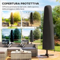 Outsunny Ombrellone da Giardino 3x3m Decentrato con Base a Croce e Copertura, in Alluminio, Cachi(m-8)