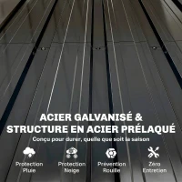 Outsunny Abri de Jardin Armoire de Jardin 0,69m² Toit Incliné Porte Verrouillable et Barres de Soutien 83x89x163cm Gris Anthracite(m-5)