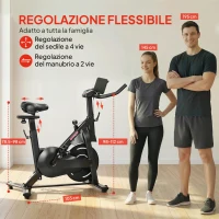 SPORTNOW Cyclette Magnetica Regolabile con Display LCD e Supporto per Tablet, in Acciaio e ABS, 103x49x98-112 cm, Nero(m-5)