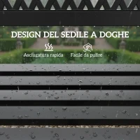 Outsunny Panchina da Giardino 2 Posti a Doghe con Braccioli, in Metallo, 119x50x75 cm, Nero(m-7)