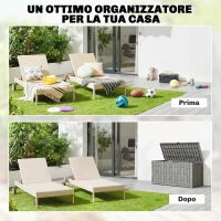 Outsunny Baule da Giardino 227L in Resina Impermeabile e Anti UV con Chiusura a Chiave, 106.5x43x54.5 cm, Grigio(m-4)