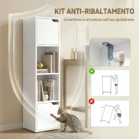 HOMCOM Libreria Moderna con 2 Armadietti e Ante a 4 Ripiani, 30x29x119 cm, Bianco(m-7)