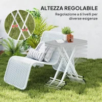 Outsunny Tavolino da Giardino Pieghevole ad Altezza Regolabile, in Metallo e HDPE, 76x50x74 cm, Grigio Scuro(m-5)
