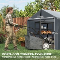 Outsunny Tenda Garage con Copertura Rinforzata Impermeabile e Ingresso Zip, in Acciaio Zincato, 162x221.5x163 cm, Grigio(m-5)