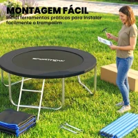 SPORTNOW Trampolim para Crianças Exterior Ø183 cm com Rede de Segurança Escada de 2 Degraus Cobertura de Molas Saco de Armazenamento Preto(m-9)
